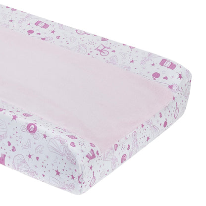 Disney Princess Baby Changing Pad Cover, Cinderella & Belle Fitted Nursery Cover, Pink and White