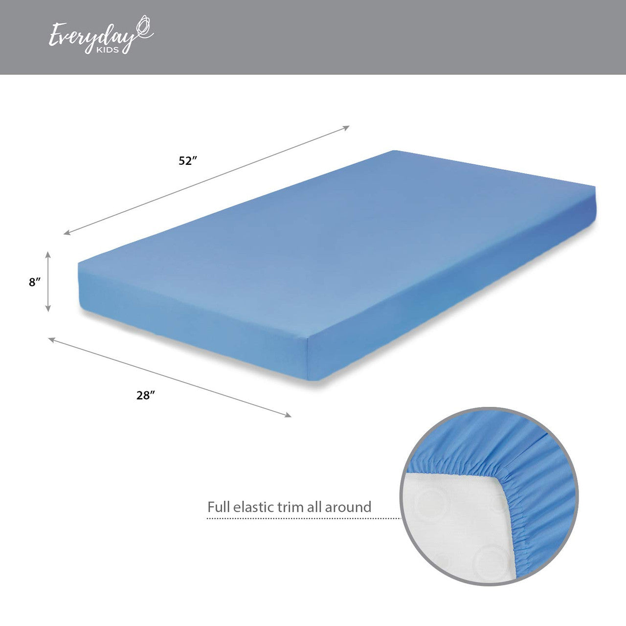 Everyday Kids Fitted Crib Sheet - Light Blue