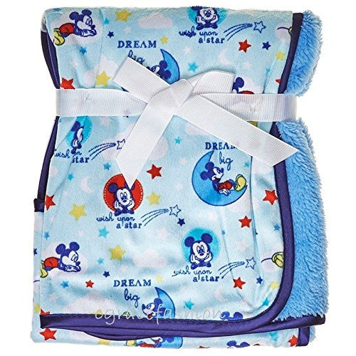 Disney Mickey Mouse Stars Moon Baby Layette Mink Sherpa Blanket