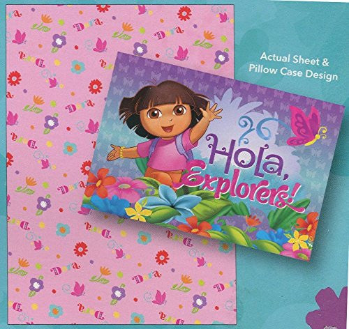 Dora The Explorer Fitted Sheet and Pillow Case - 'Hola Explorers'
