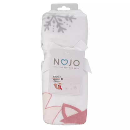 NoJo Woodland Fox "My 1st Christmas" Photo Op Plush Fleece Baby Blanket, 30 x 40 Inches, White and Red
