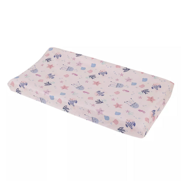 NoJo Mermaid Lagoon Baby Changing Pad Cover, Fitted Microfiber Nursery Cover, Pink
