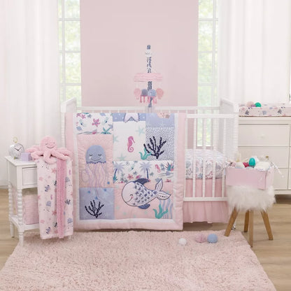 NoJo Mermaid Lagoon Baby Changing Pad Cover, Fitted Microfiber Nursery Cover, Pink