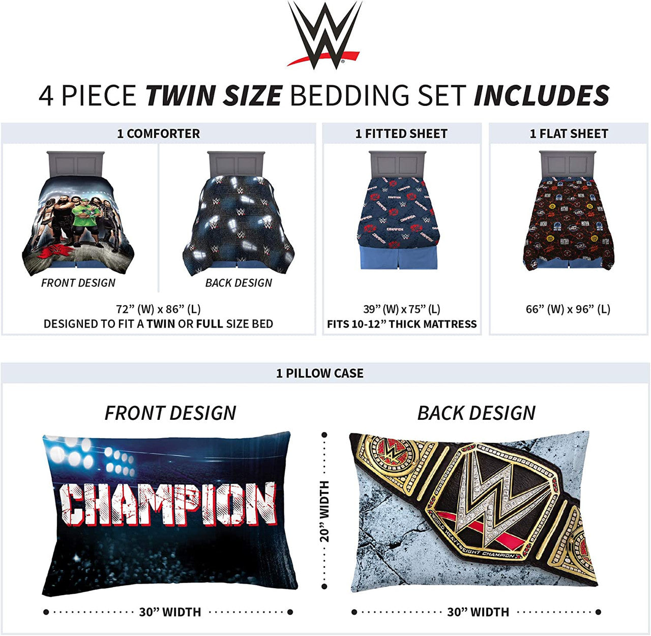 WWE Armageddon 4pc Twin Bed Set