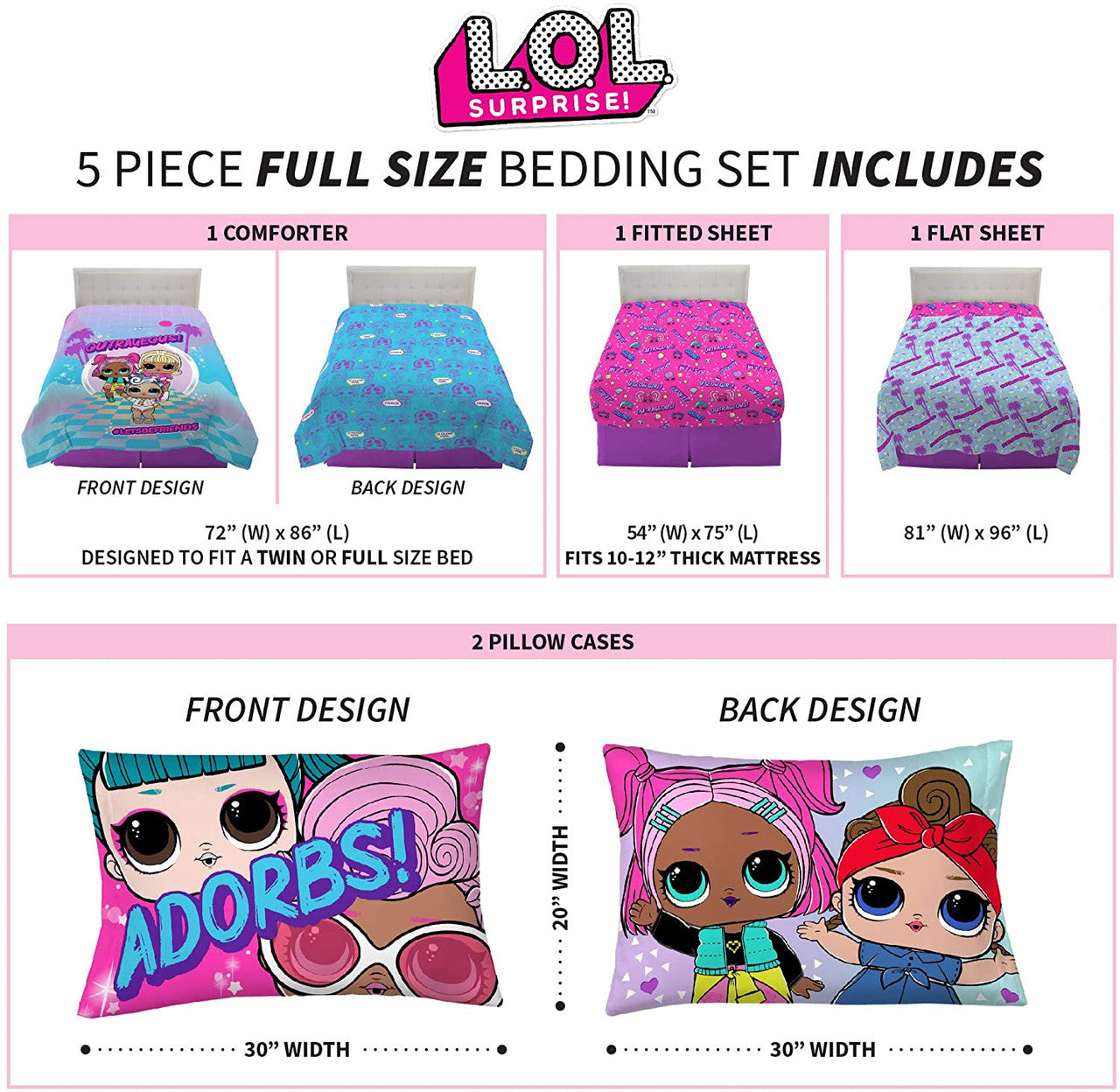 L.O.L Surprise Full Size Comforter Set