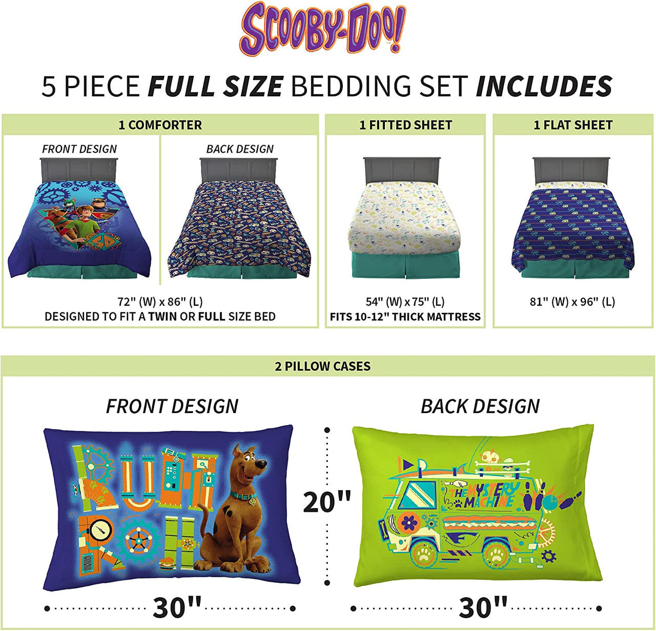 Scooby Doo 5 Piece Full size Bedding Set