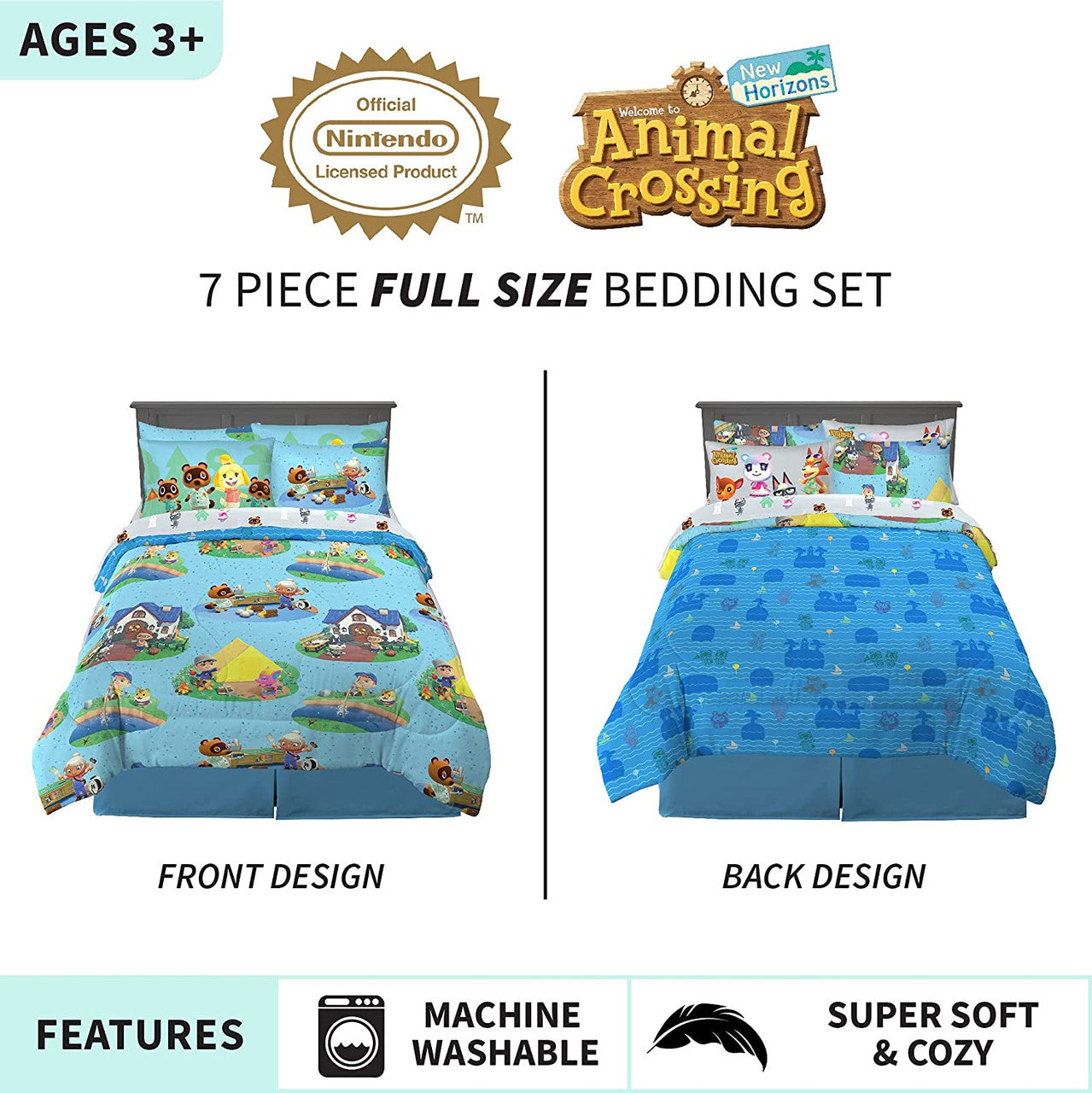 Animal Crossing 7 Pc Full Bed Set
