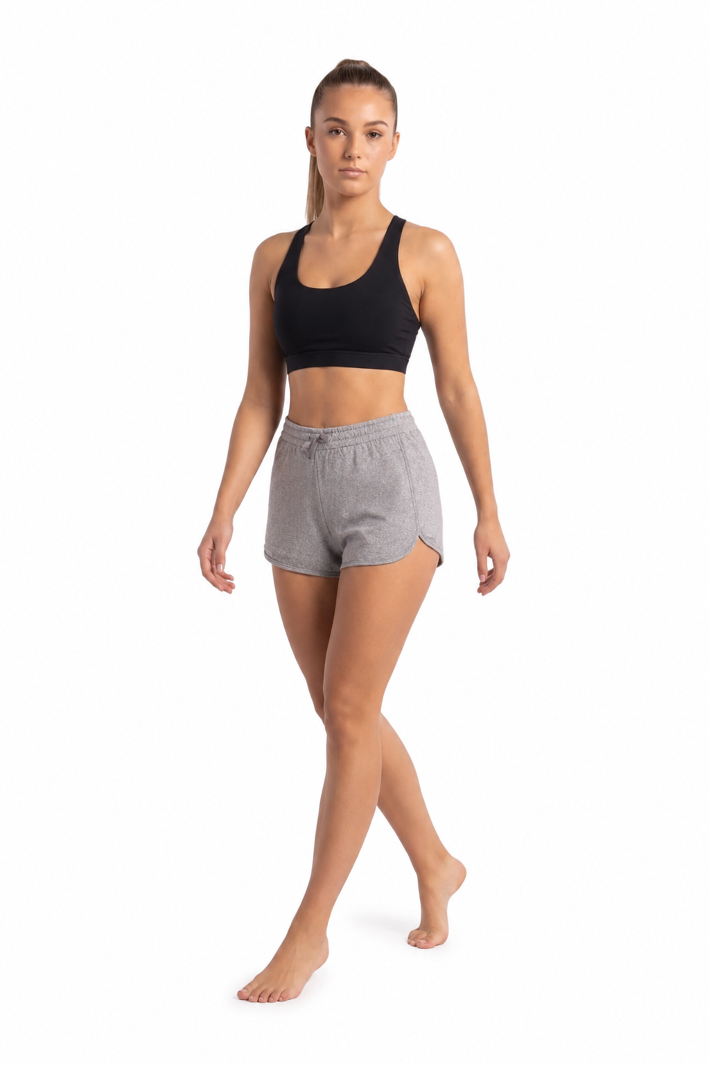 New York Laundry Women's 3-Inch Running Shorts with Drawstring Waistband and Pockets, Heather Grey