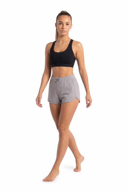 New York Laundry Women's 3-Inch Running Shorts with Drawstring Waistband and Pockets, Heather Grey