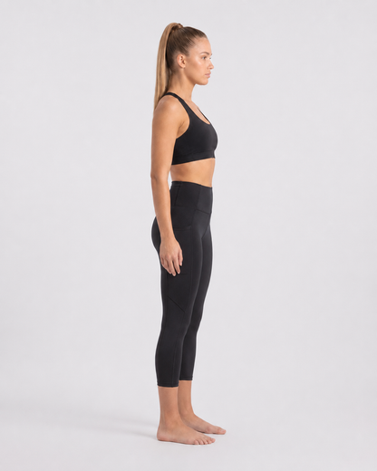 New York Laundry Women's High-Waisted Full Length Leggings with Side Pockets, Jet Black