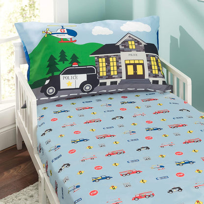 Everyday Kids 3-Piece Toddler Sheet Set - Police, Fire and Rescue