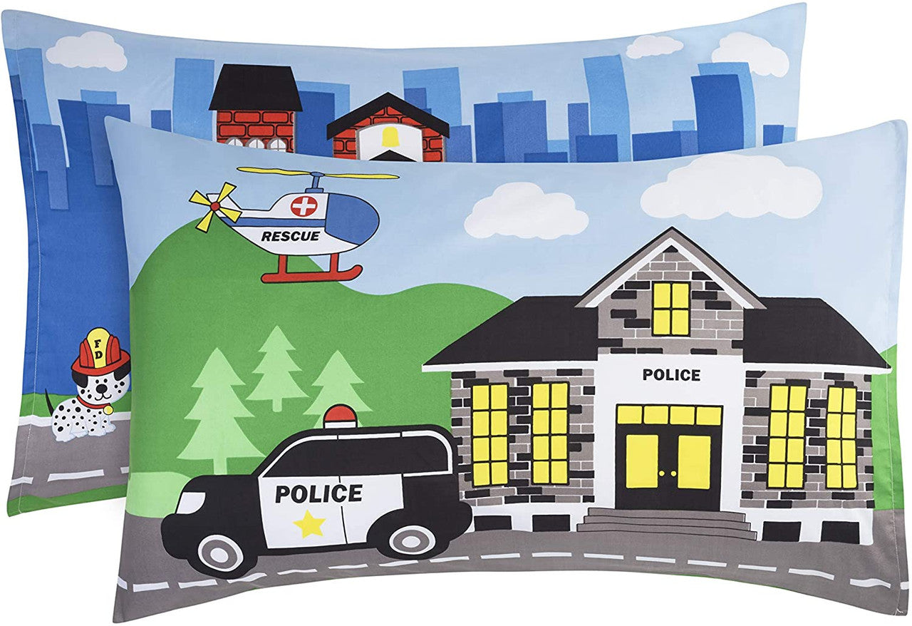 Everyday Kids 3-Piece Toddler Sheet Set - Police, Fire and Rescue