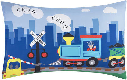 Everyday Kids 3-Piece Toddler Fitted Sheet, Flat Sheet and Pillowcase Set - Choo Choo Train