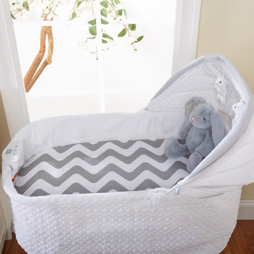 EVERYDAY KIDS 2 Pack Bassinet Sheet Set - Gray/White Chevron & Moon Stars