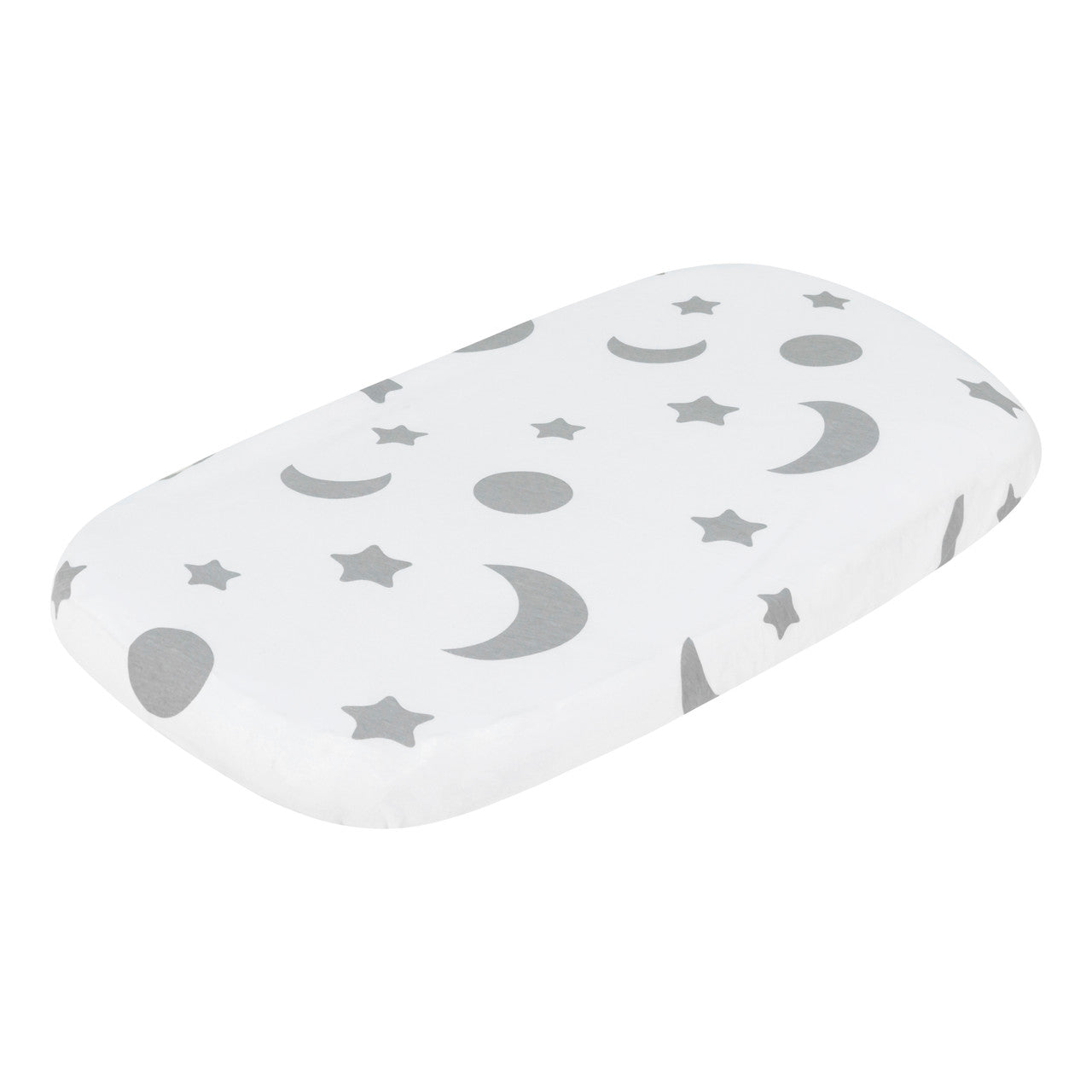 EVERYDAY KIDS 2 Pack Bassinet Sheet Set - Gray/White Chevron & Moon Stars