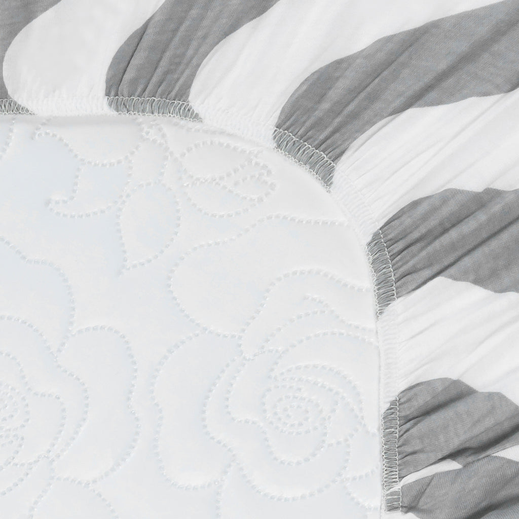 EVERYDAY KIDS 2 Pack Bassinet Sheet Set - Gray/White Chevron & Moon Stars