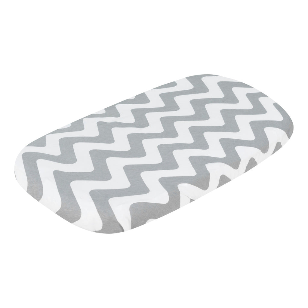 EVERYDAY KIDS 2 Pack Bassinet Sheet Set - Gray/White Chevron & Moon Stars