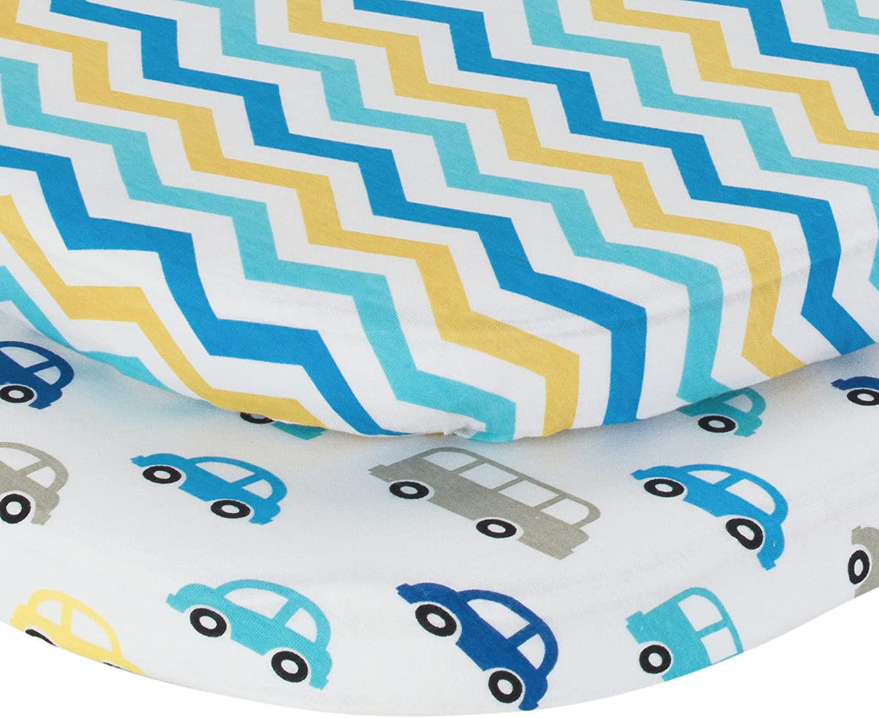 Everyday Kids 2 Pack Bassinet Sheets - Cars/Chevron