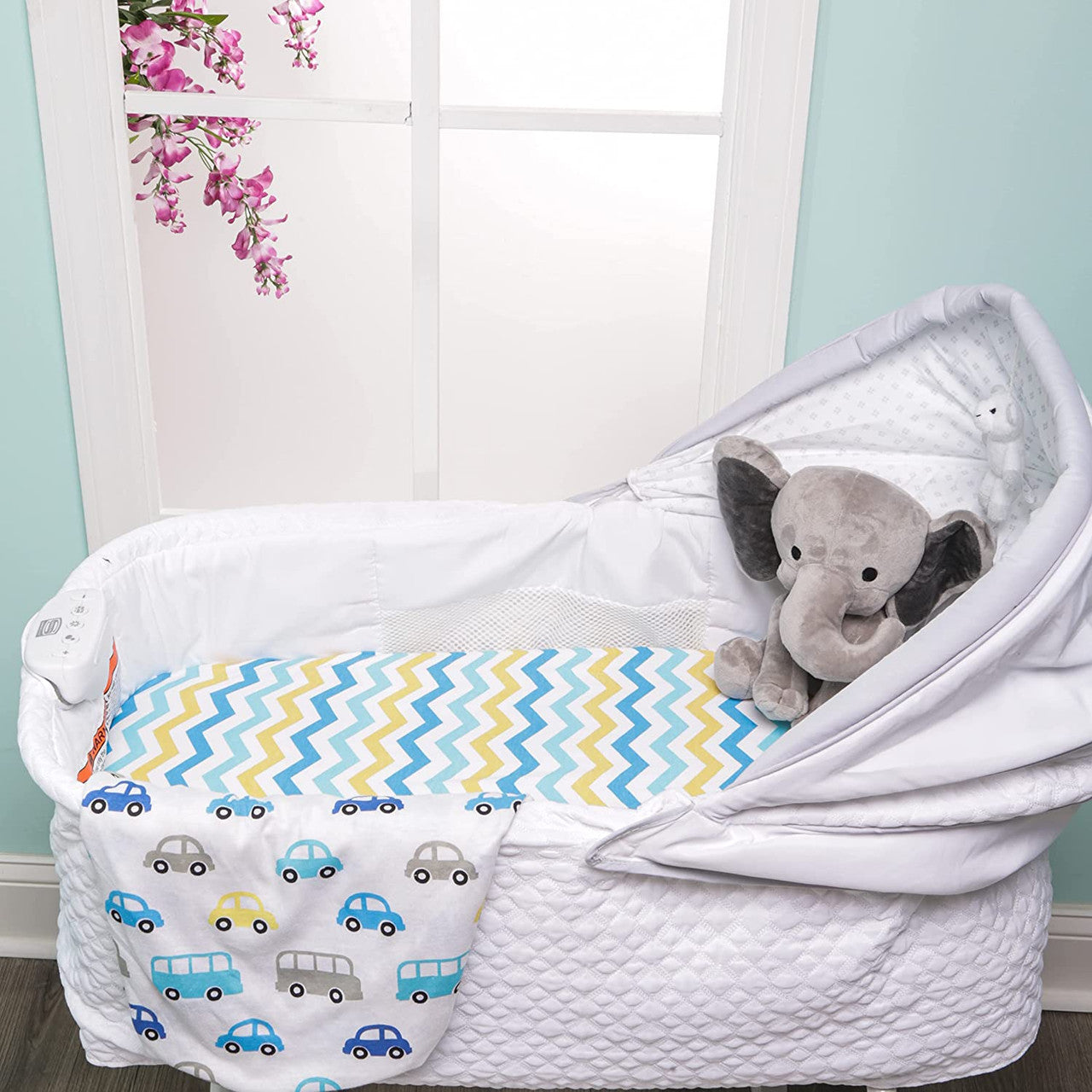 Everyday Kids 2 Pack Bassinet Sheets - Cars/Chevron