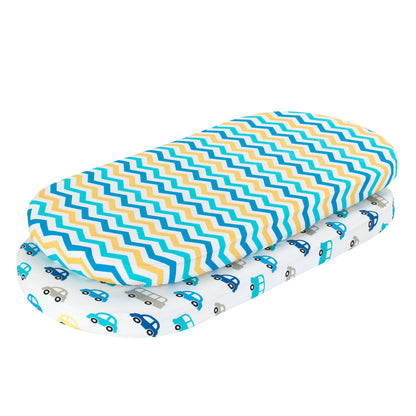 Everyday Kids 2 Pack Bassinet Sheets - Cars/Chevron