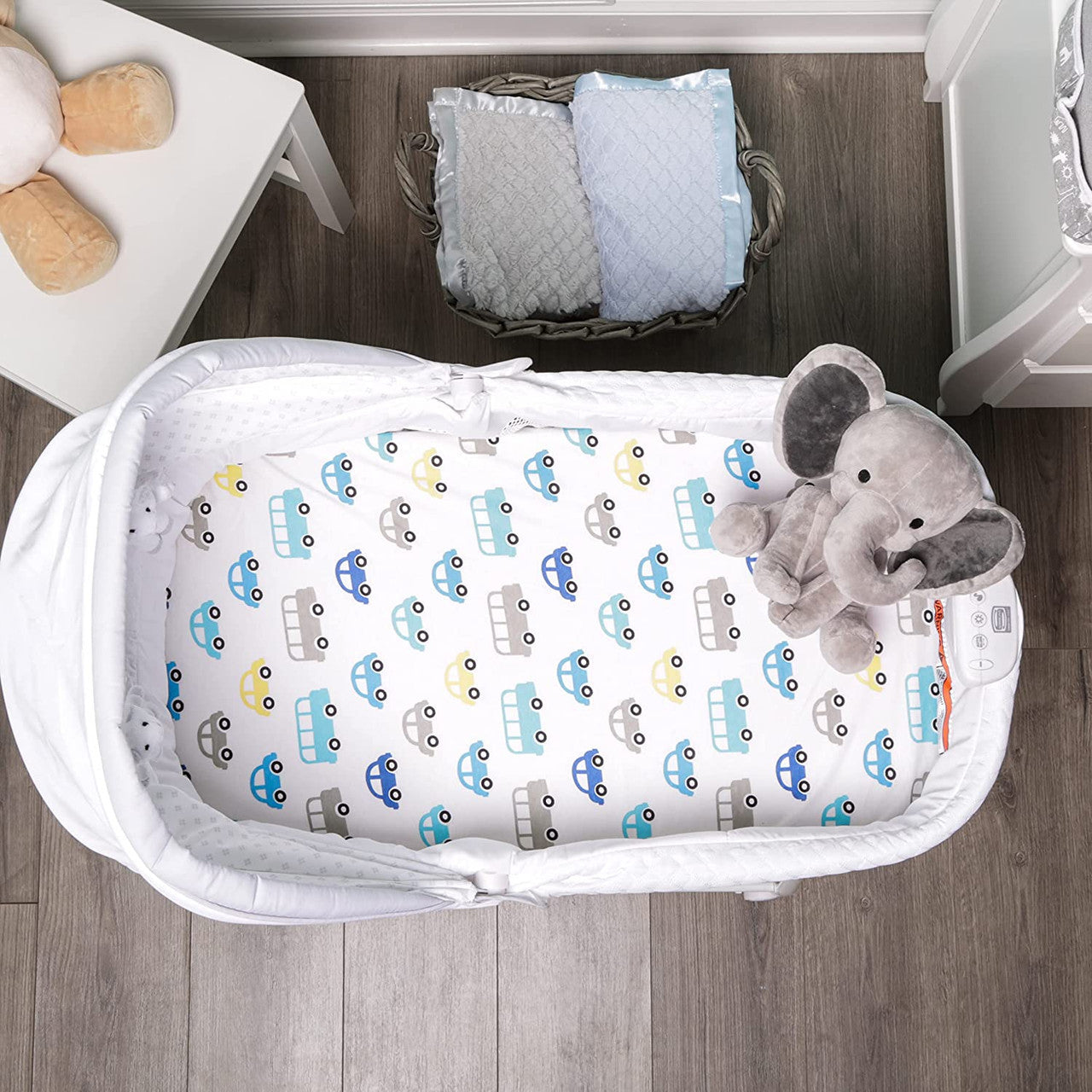 Everyday Kids 2 Pack Bassinet Sheets - Cars/Chevron