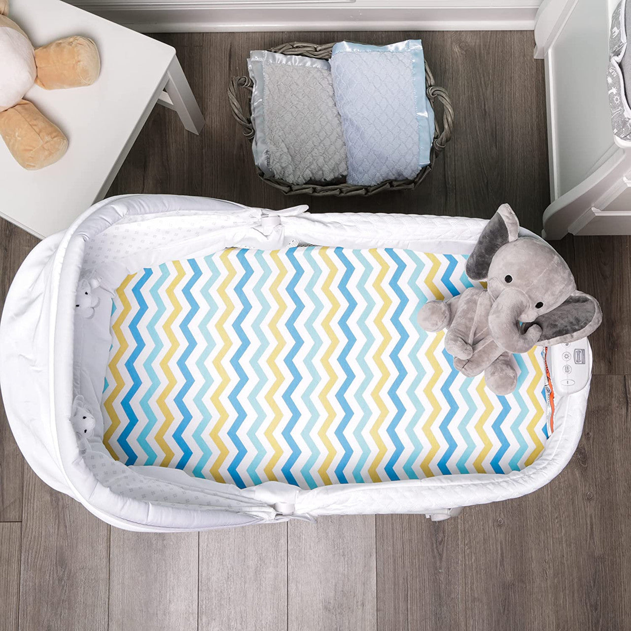 Everyday Kids 2 Pack Bassinet Sheets - Cars/Chevron