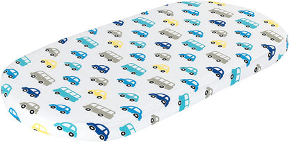 Everyday Kids 2 Pack Bassinet Sheets - Cars/Chevron