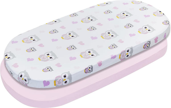 2 PK Bassinet Sheet - Owls and Pink