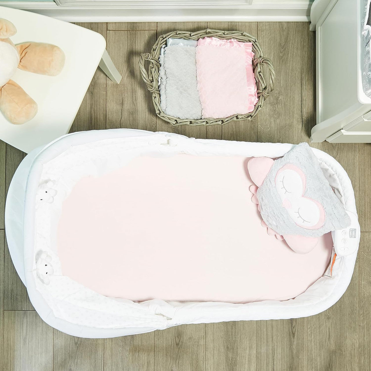 2 PK Bassinet Sheet - Owls and Pink