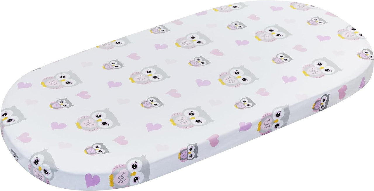2 PK Bassinet Sheet - Owls and Pink