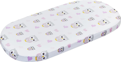 2 PK Bassinet Sheet - Owls and Pink