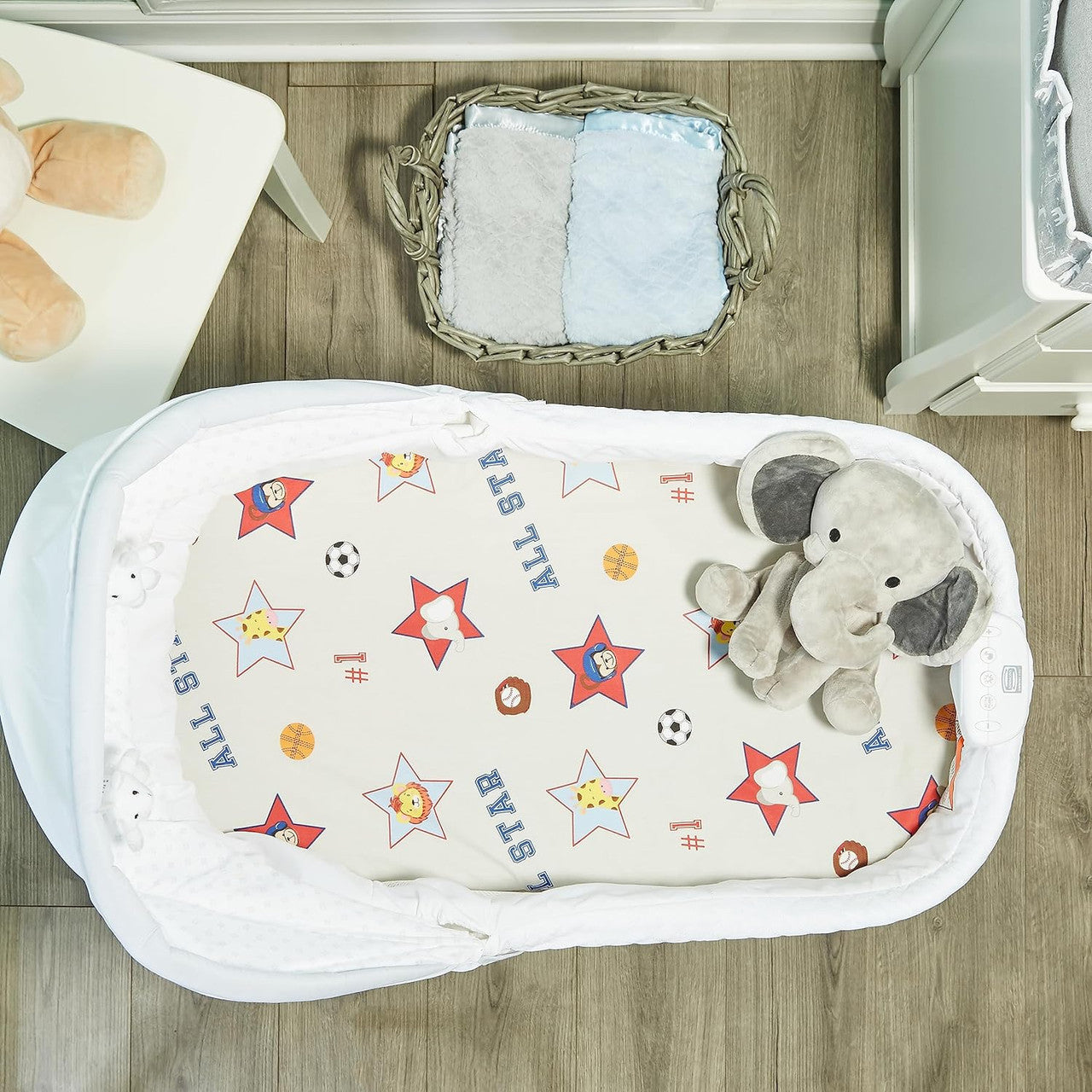 2 PK Bassinet Sheet - Jungle Sports and Blue