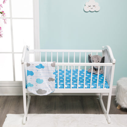 EVERYDAY KIDS 2 Pack Cotton Jersey Knit Cradle Sheet Set - Stars/Clouds