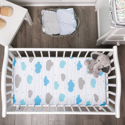 EVERYDAY KIDS 2 Pack Cotton Jersey Knit Cradle Sheet Set - Stars/Clouds