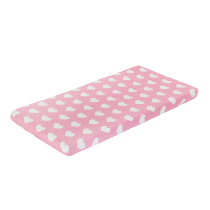 EVERYDAY KIDS 2 Pack Cotton Jersey Knit Cradle Sheet Set - Hearts/Polka Dots