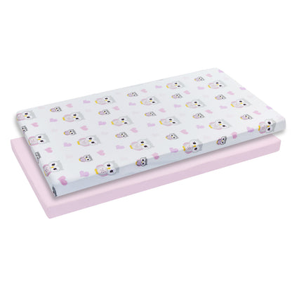 Everyday Kids 2 Pack Baby Cradle Sheets - Owls/Pink