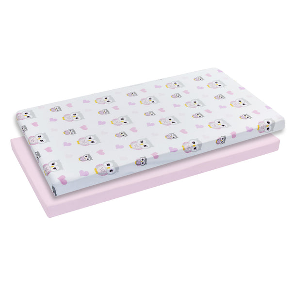 Everyday Kids 2 Pack Baby Cradle Sheets - Owls/Pink