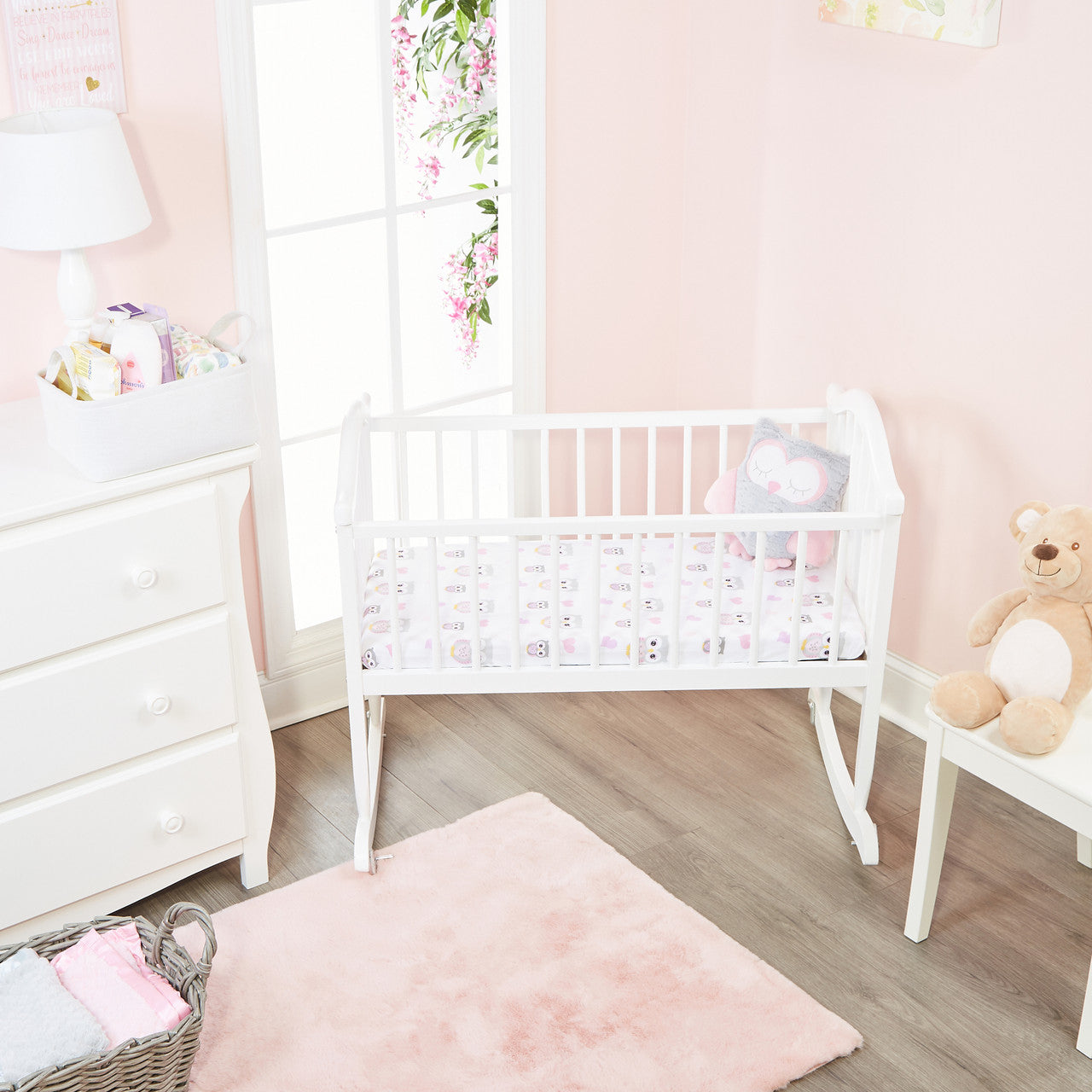 Everyday Kids 2 Pack Baby Cradle Sheets - Owls/Pink