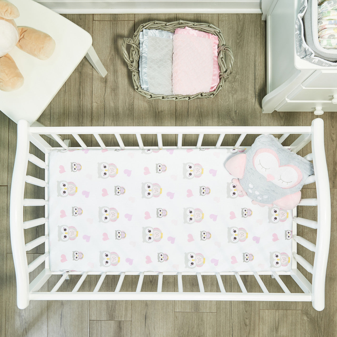 Everyday Kids 2 Pack Baby Cradle Sheets - Owls/Pink