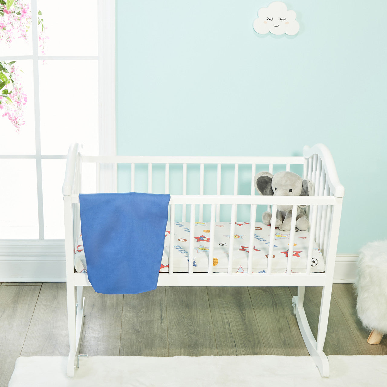 Everyday Kids 2 Pack Baby Cradle Sheets - Jungle Sports/Blue