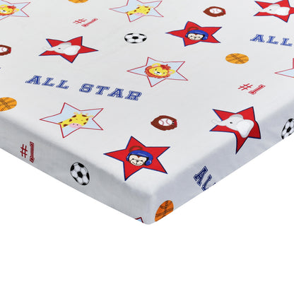 Everyday Kids 2 Pack Baby Cradle Sheets - Jungle Sports/Blue