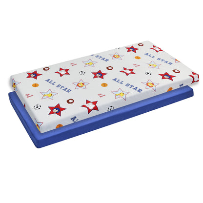 Everyday Kids 2 Pack Baby Cradle Sheets - Jungle Sports/Blue