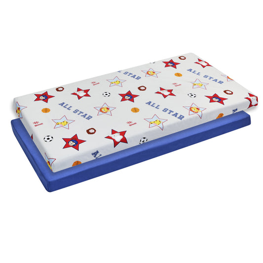 Everyday Kids 2 Pack Baby Cradle Sheets - Jungle Sports/Blue
