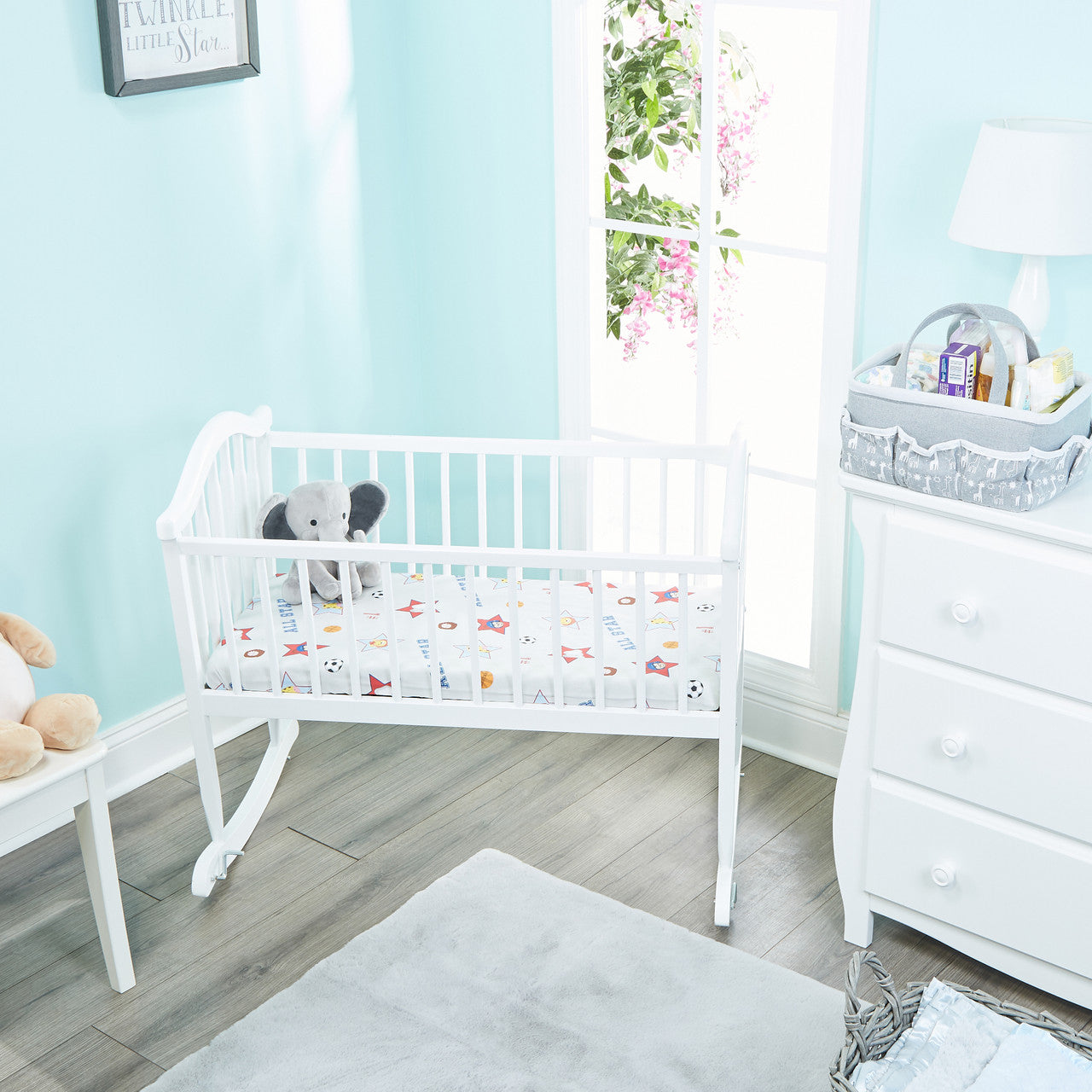 Everyday Kids 2 Pack Baby Cradle Sheets - Jungle Sports/Blue