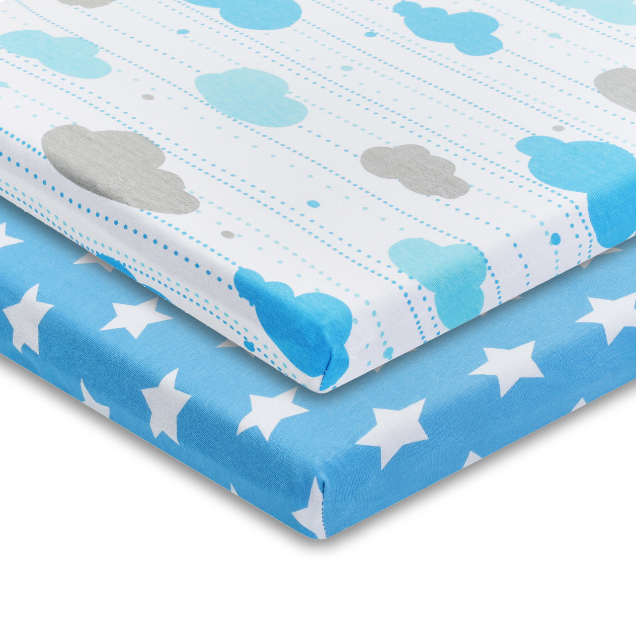 EVERYDAY KIDS 2 Pack n Play and Portable Crib Mattress Sheets - Stars/Clouds