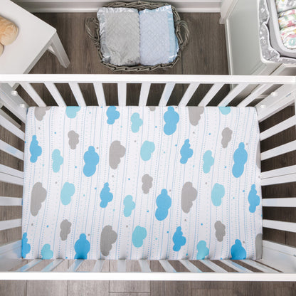 EVERYDAY KIDS 2 Pack n Play and Portable Crib Mattress Sheets - Stars/Clouds