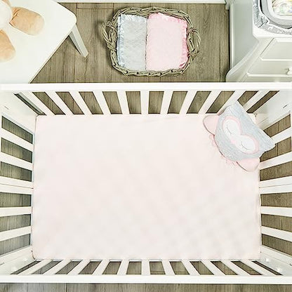 2 PK Portable Crib Sheet - Owls and Pink