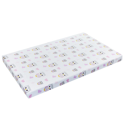 2 PK Portable Crib Sheet - Owls and Pink