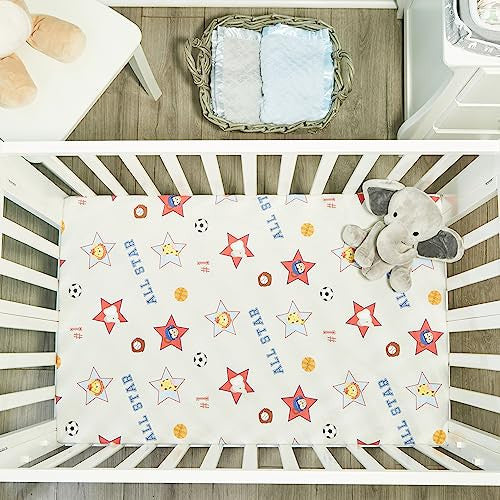 2 PK Portable Crib Sheet - Jungle Sports and Blue