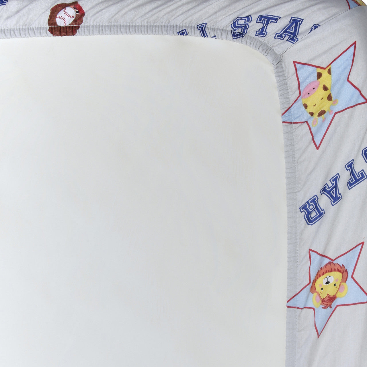 2 PK Portable Crib Sheet - Jungle Sports and Blue